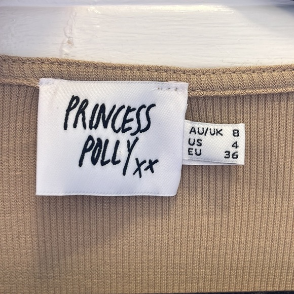 Princess Polly Beige Long Sleeve Mini Dress with Ruching Ties - Picture 4 of 4